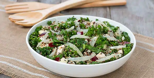 high protein quinoa kale onion apple salad