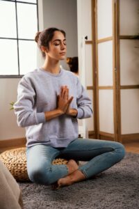 young woman meditating