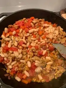 turkey and beans cooking