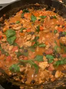 cooked spinach in turkey chili