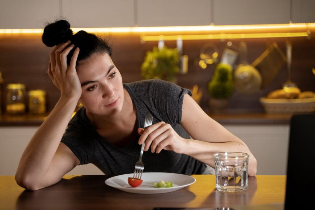 woman with ocd eating a limited meal